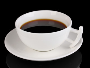 A cup of strong coffee isolated on black