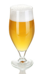 Glass of beer isolated on white