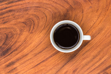 Coffeecup with Coffee in it on a wooden table