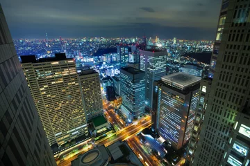 Gordijnen Tokio bij nacht © Niko