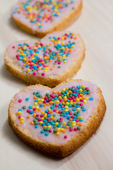 heart shaped cake slices with sugar pearls