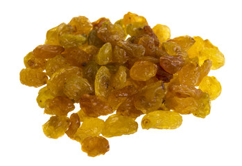 Golden raisins over white