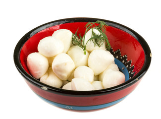 photo of delicious small mozzarella cherries