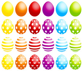 24 Easter Eggs Dots/Stripes/Butterflies