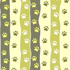 Naklejka na ściany i meble Cat or dog paw striped seamless pattern, vector