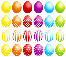 24 Easter Eggs Hearts/Stripes/Flowers