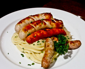 roasted sausage with sour cabbage and potato