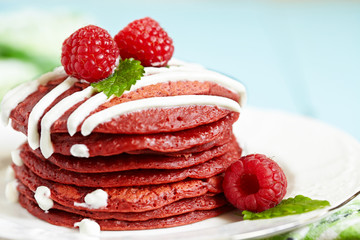 Stack of Red Velvet Pancakes
