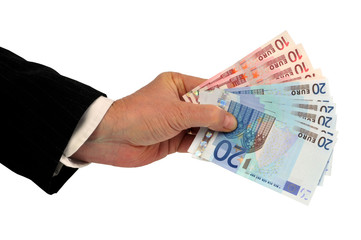 Les euros en main