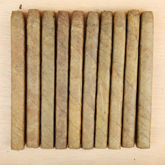 Close up of cigars in open box