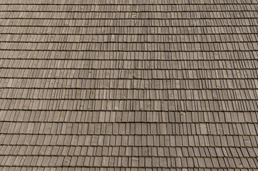 Real photo of wooden shingles on the roof