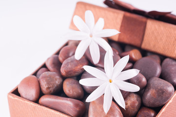 Spa concept wellness gift box with stones