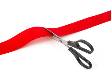 cutting red ribbon