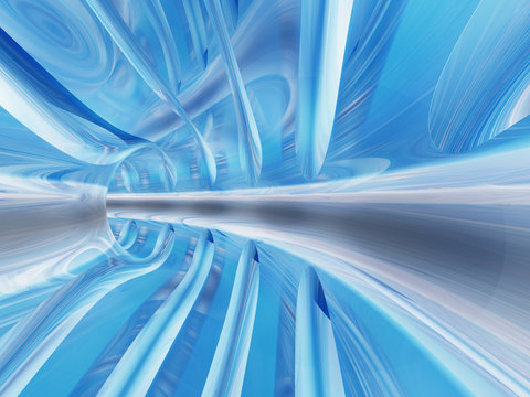 Conceptual abstract perspective render futuristic curve tunnel