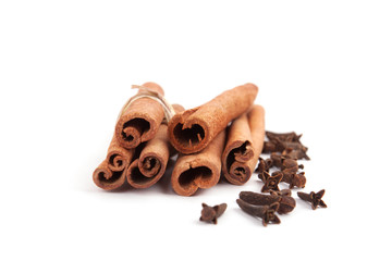Cinnamon sticks isolated on white background