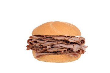 Large roast beef on a bun sandwich
