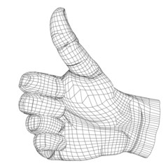 High resolution conceptual 3D human hand with thumb up