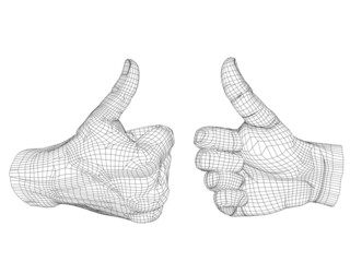 High resolution conceptual 3D human hand with thumb up