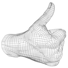 High resolution conceptual 3D human hand with thumb up