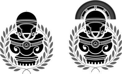 pedestals of roman helmets. stencils. second variant