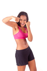 Fototapeta na wymiar Athletic african woman showing her good shape