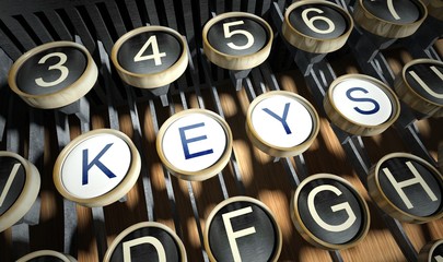 Typewriter with Keys buttons, vintage