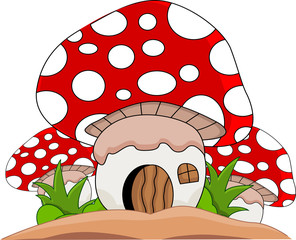 Cartoon mushrooms house
