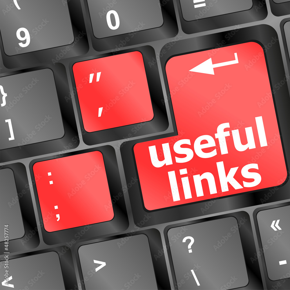 Poster useful links keyboard button - business concept