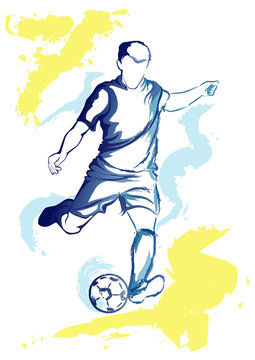 Football player - watercolor kick