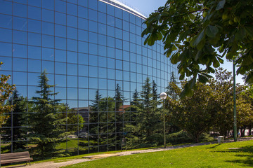 MADRID, SPAIN OCT 15: Modern building with glass architecture on