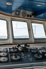 Wheelhouse in modern passengers ship. © pio3