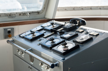 Wheelhouse in modern passengers ship. © pio3