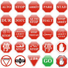 Traffic Stop sign set on white.