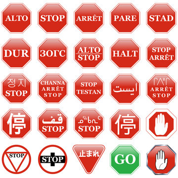 Traffic Stop sign set on white.