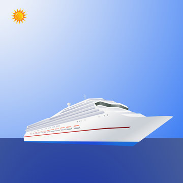Cruise ship on a beautiful sunny day at see