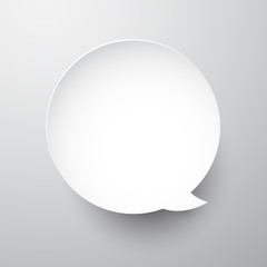 Paper white round speech bubble.