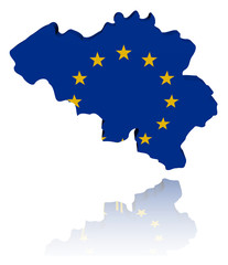 Belgium map with EU flag illustration