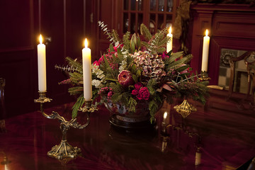 Elegant Dining Room Decorated for Christmas