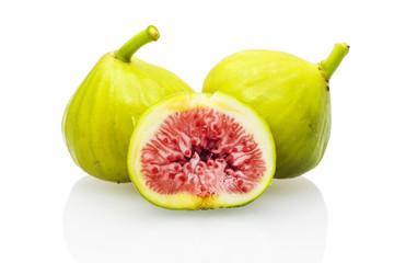 Green figs isolated on white background