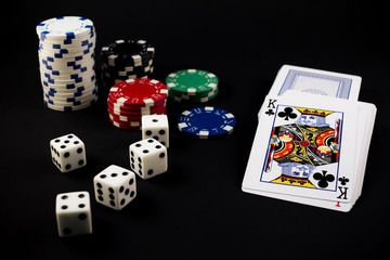 Poker Chips, Dice, and Cards