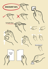Hand signs touch screen symbol set vector.