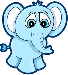 Obraz premium Cute Blue worried Elephant vector