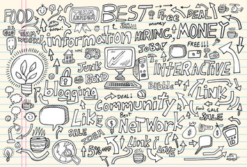 Internet Business Technology Doodle Vector Set
