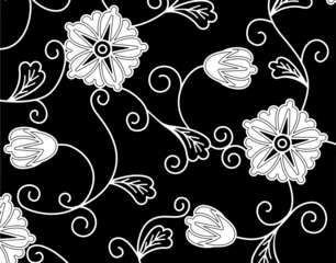 Stickers fenêtre Fleurs noir et blanc Motif végétal