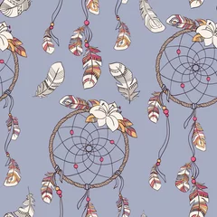 Wallpaper murals Dream catcher Seamless native background with dreamcatcher for wallpapers