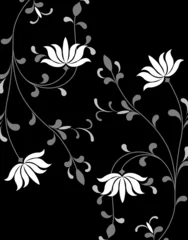 Papier Peint photo autocollant Fleurs noir et blanc Motif végétal