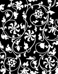 Papier Peint photo Fleurs noir et blanc Motif végétal