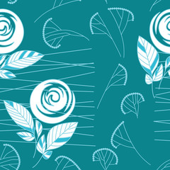 seamless vintage rose rose and fennel ornament pattern