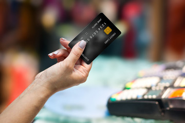 woman hand holding credit card