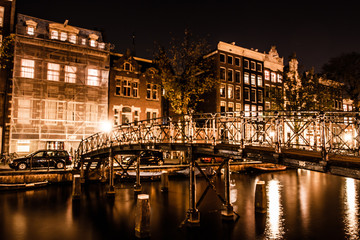 Obraz premium Amsterdam at night, The Netherlands